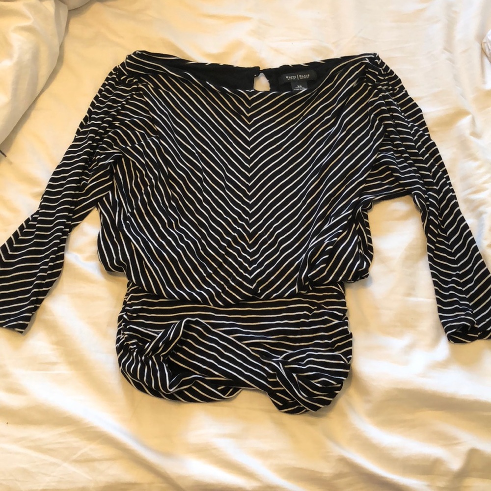 black and white stripped flowy shirt